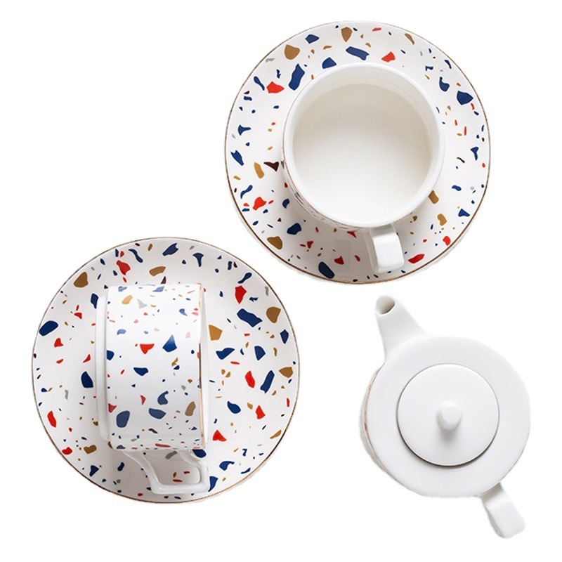 Juego de té nórdico tetera taza de agua conjunto de taza de agua simple juego de taza de té de cerámica traje sala de estar taza del hogar