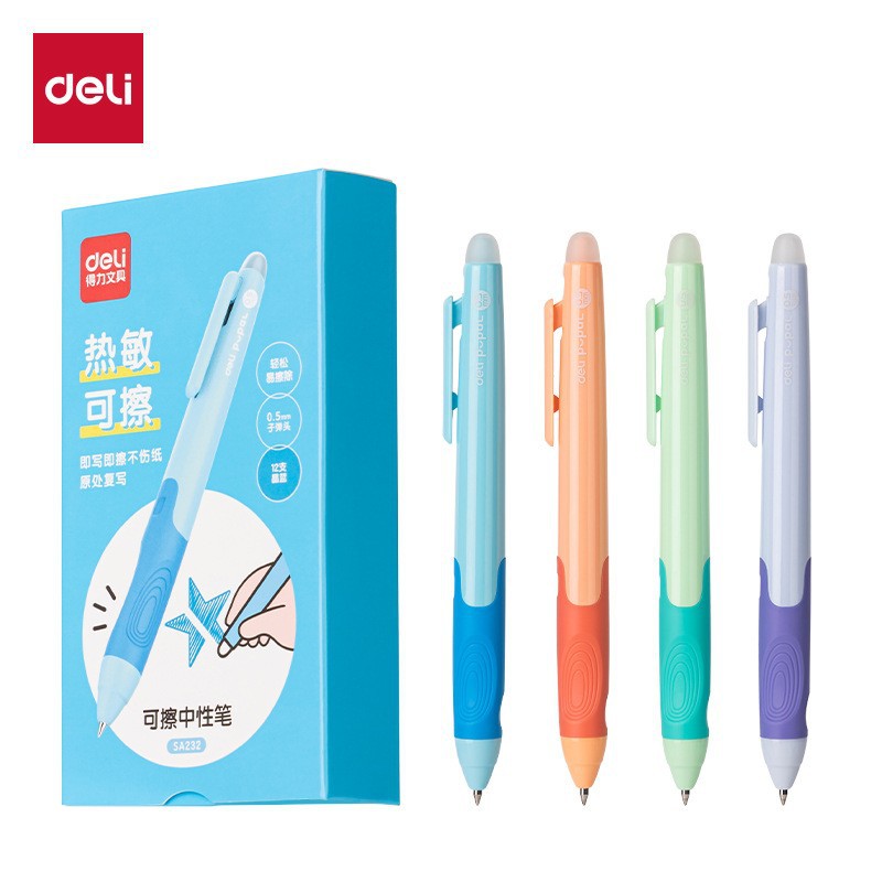 6 crystal blue pens + 20 crystal blue refills ★【Deli SA232+GT164】