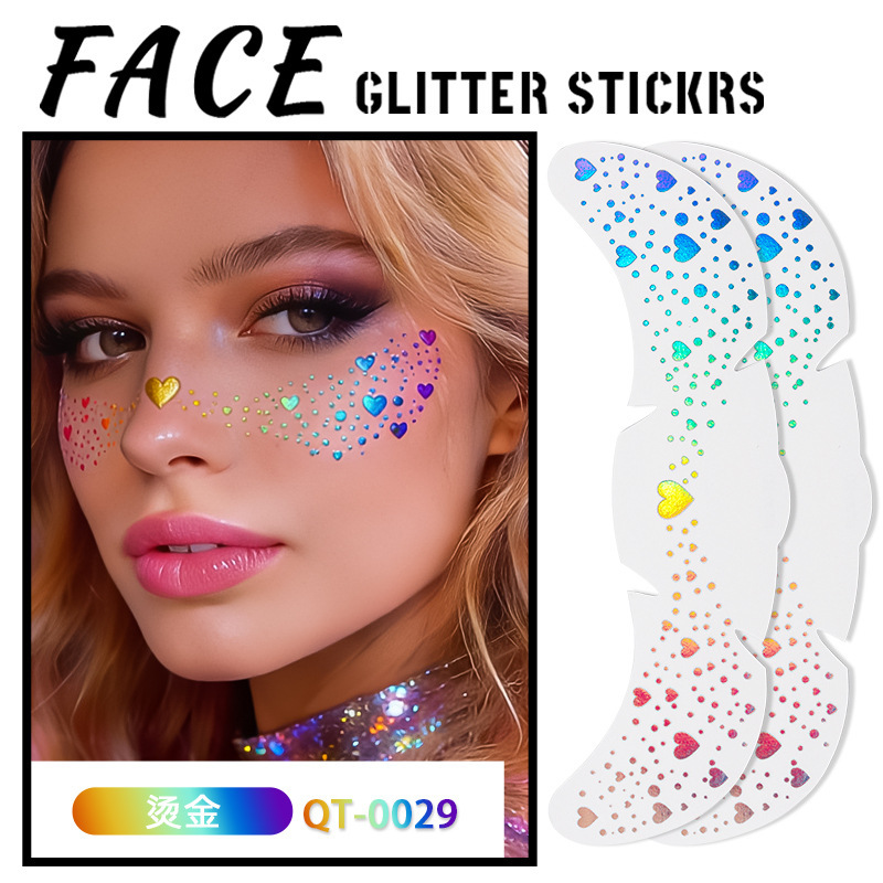 Cross-Border New Laser Freckle Tattoo Stickers, European and American Style Heart-Shaped Sparkling Makeup Face Stickers, Waterproof Temporary Makeup Tattoo Stickers Cross-Border New Laser Freckle Tattoo Stickers, European and American Style Heart-Shaped Sparkling Makeup Face Stickers, Waterproof Temporary Makeup Tattoo Stickers