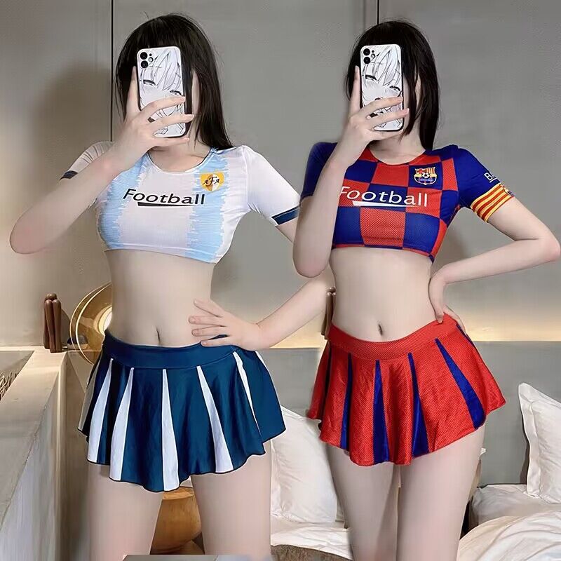 Sexy Underwear Sexy Football Baby COS Uniform Temptation Pure Desire Cheerleading miniskirt Walking Light Perspective Shock Hip