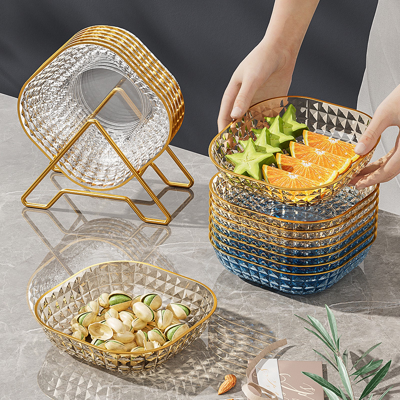 モダンなダイヤモンドパターンの骨皿、骨皿、小さな皿、家庭用食品グレードの軽い高級フルーツスナックプレート|undefined