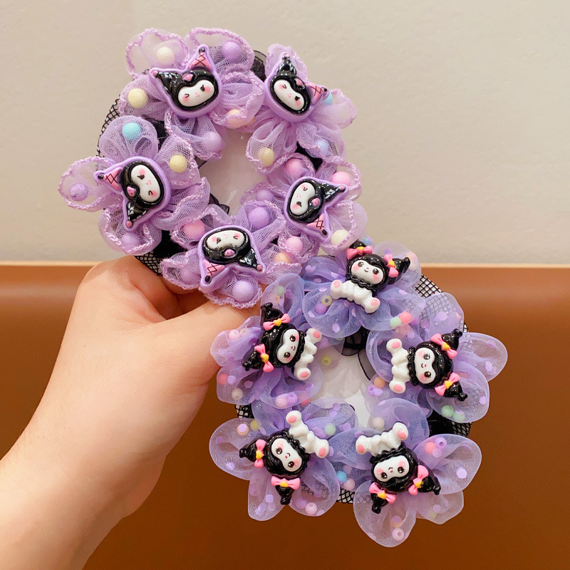 Niños Kuro cabello de la red de baile de bolas de cabeza de la red bolsas lindas flores cabello no daña cabello de cabello