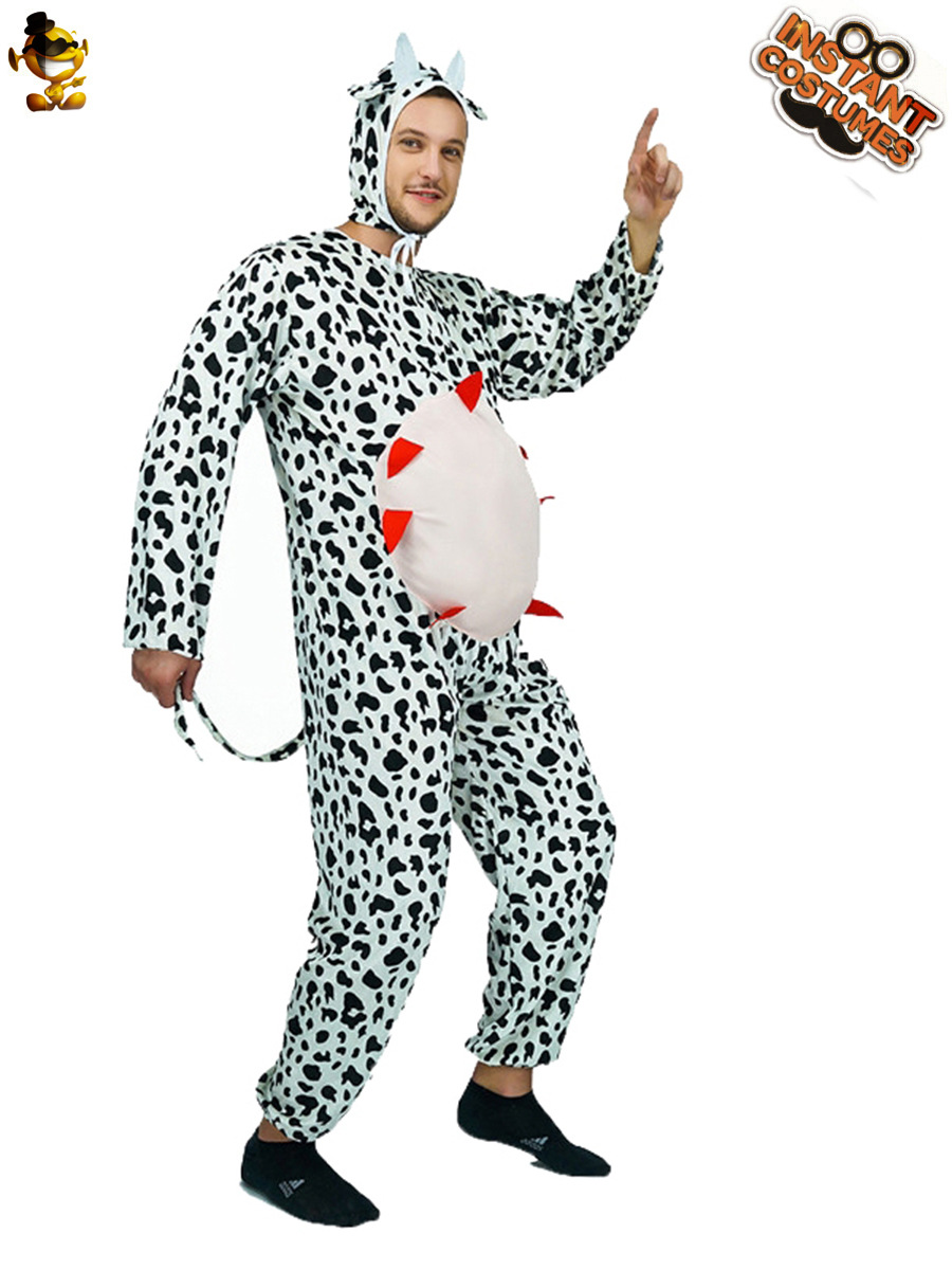 Hombres adultos parodia Funny vaca rendimiento traje etapa traje ropa de fiesta Halloween Cosplay traje