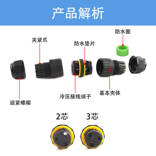 2345芯绝缘免焊户外防雨IP68-M25快速格兰头直通型电缆电线连接器