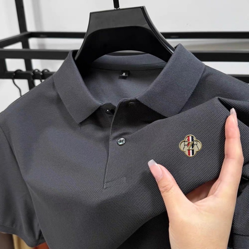 夏綿 100% 半袖 Tシャツメンズ夏ビジネスラペルポロシャツ無地半袖 Tシャツカジュアルで多用途|undefined