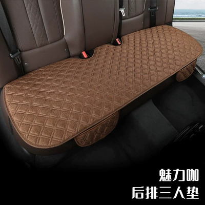 Seat cushion, seat cover: Linen Plaid Non-binding Anti-slip Three-piece - cl-grid-hemp-charm-cafe-one-in-the-back-row