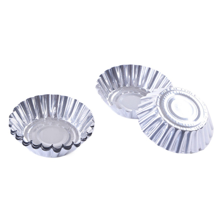 Baking mold disposable tin foil egg tart mold round chrysanthemum lamp egg tart mold round 50 pack one