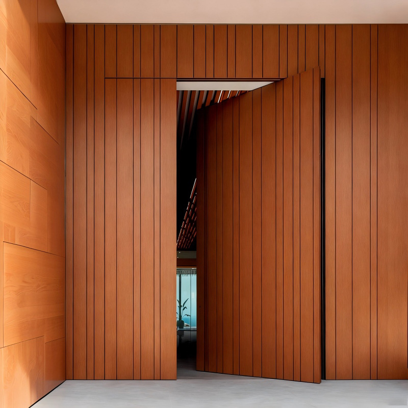 Custom-Made Cast Aluminum Pivot Door for Villa Entrance, Central Axis Aluminum-Wood Minimalist Wood Grain Security Door, Export Trade Customization Custom-Made Cast Aluminum Pivot Door for Villa Entrance, Central Axis Aluminum-Wood Minimalist Wood Grain Security Door, Export Trade Customization