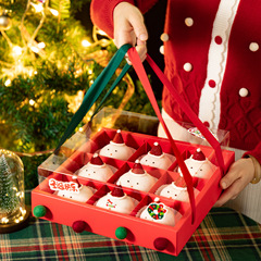 九宮格一次性打包盒雪媚娘包裝盒紙杯蛋糕透明甜品六格四格手提盒