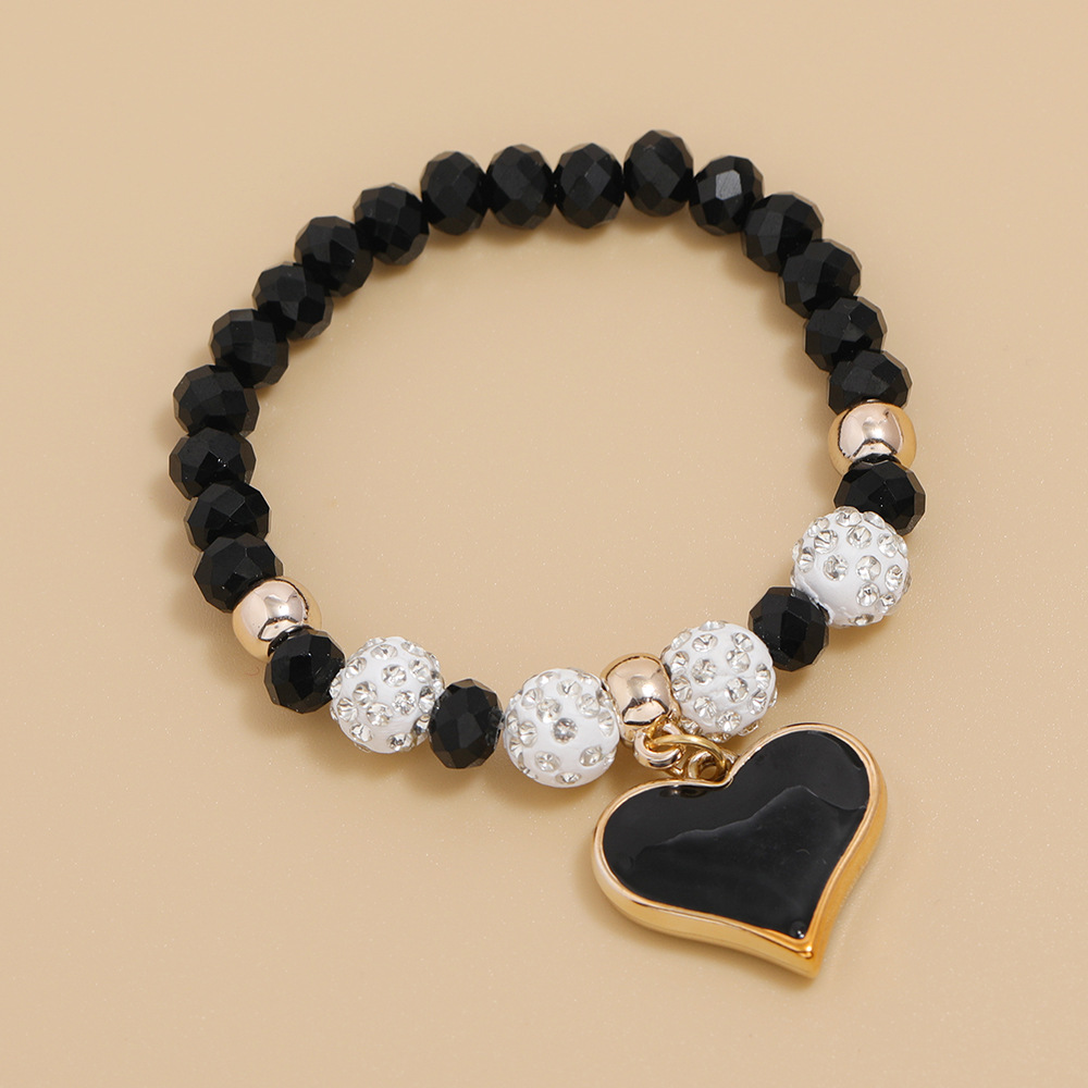 New Simple Crystal Bracelet Female Dripping Oil Black Peach Heart Bracelet Jewelry display picture 1