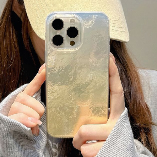 Render gradient tin foil pattern imd glacier pattern phone case suitable for Apple 15 Pro, anti-slip, for girls, niche