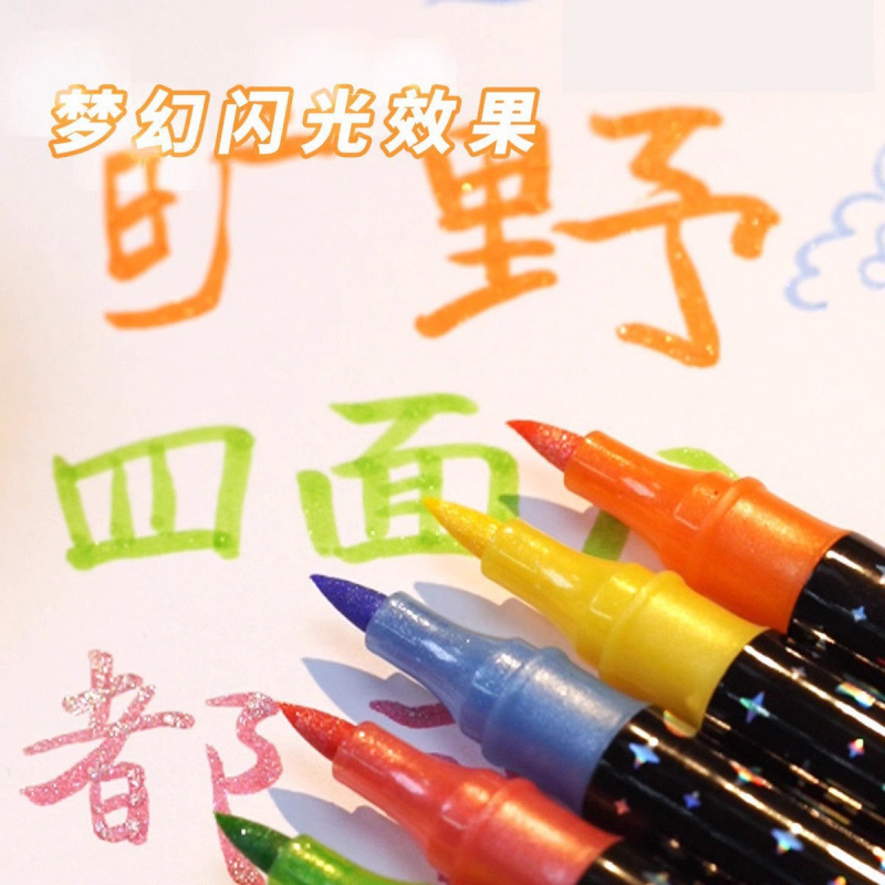 Doble cabeza de doble color marcador de flash nuevo tipo de pinza de gel de flash pintura de acrílico para niños copiar a mano color