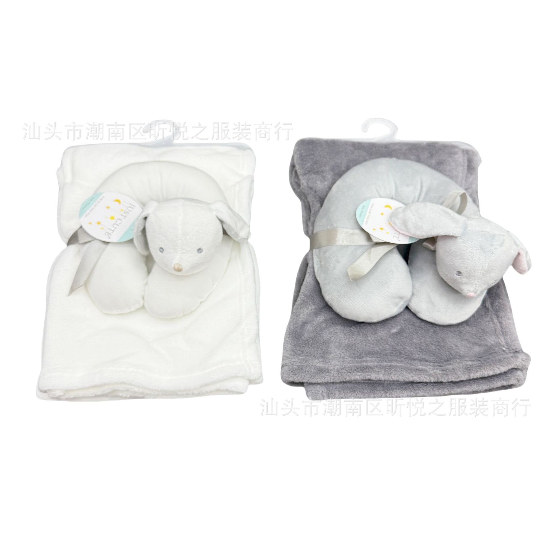 Juego de Manta y Almohada Cervical en U de Terciopelo de Coral para Recién Nacidos y Bebés