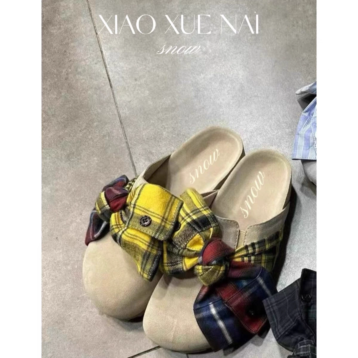 Summer footwear platform, universal slippers with bow, french style, genuine leather