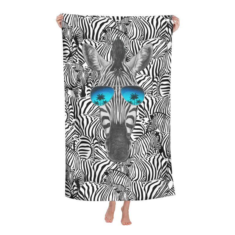 Abstract Funny Striped Zebra Beach Towel Oversized Microfiber Soft Large Absorbent Bath Towel Suitable for Travel