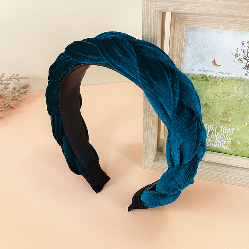 Corea del Sur Dongdaemun Otoño e Invierno nueva diadema de terciopelo simple ancho borde moda horquilla alta cráneo superior giro trenza diadema