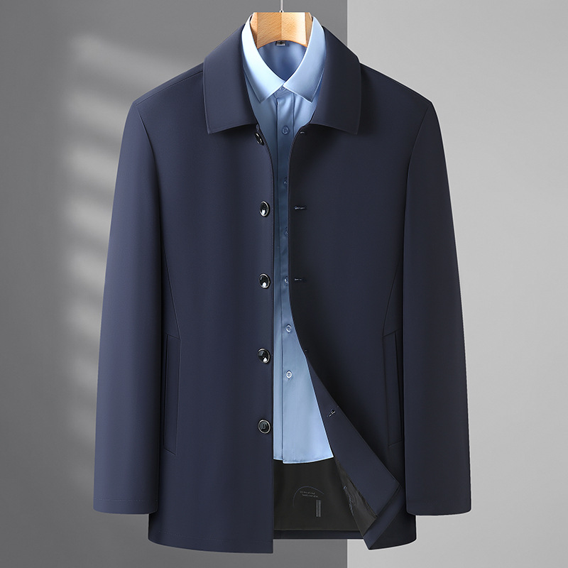 2022 Otoño e Invierno nueva chaqueta de alta gama solapa de negocios de los hombres papá de mediana edad desgaste chaqueta acolchada forrada de lana