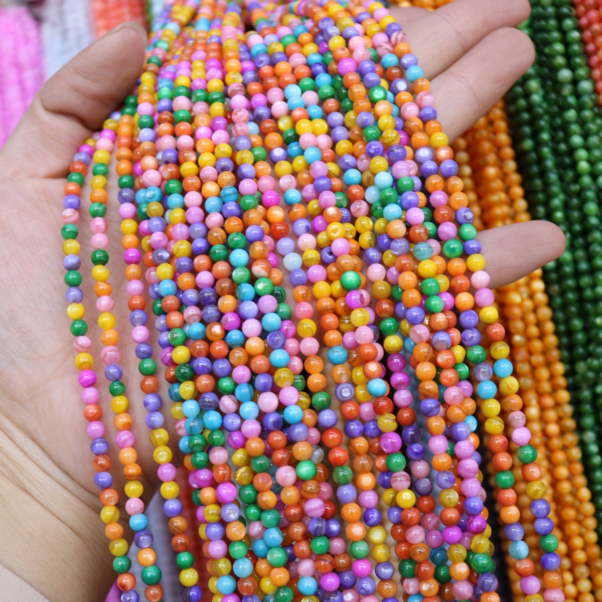 Conchas de agua dulce naturales cuentas mixtas de color 4mm color monocromático bolas perlas sueltas diy joyería accesorios joyería al por mayor image 33