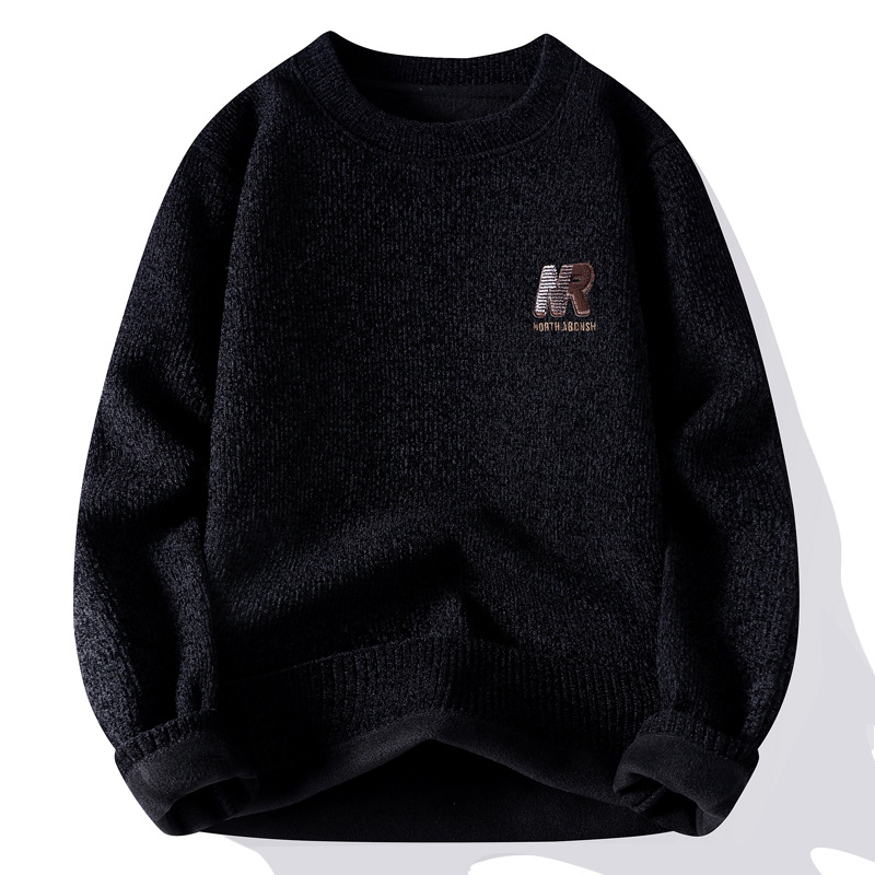 Una camiseta de terciopelo de cuello redondo para hombres otoño y invierno con camiseta de terciopelo de oro para hombres.