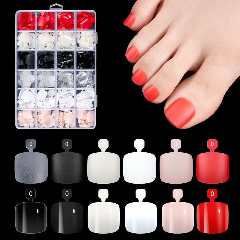 Europe and the United States cross-border Amazon 24-grid toenails solid color 576 seamless toenails fake toenails boxed