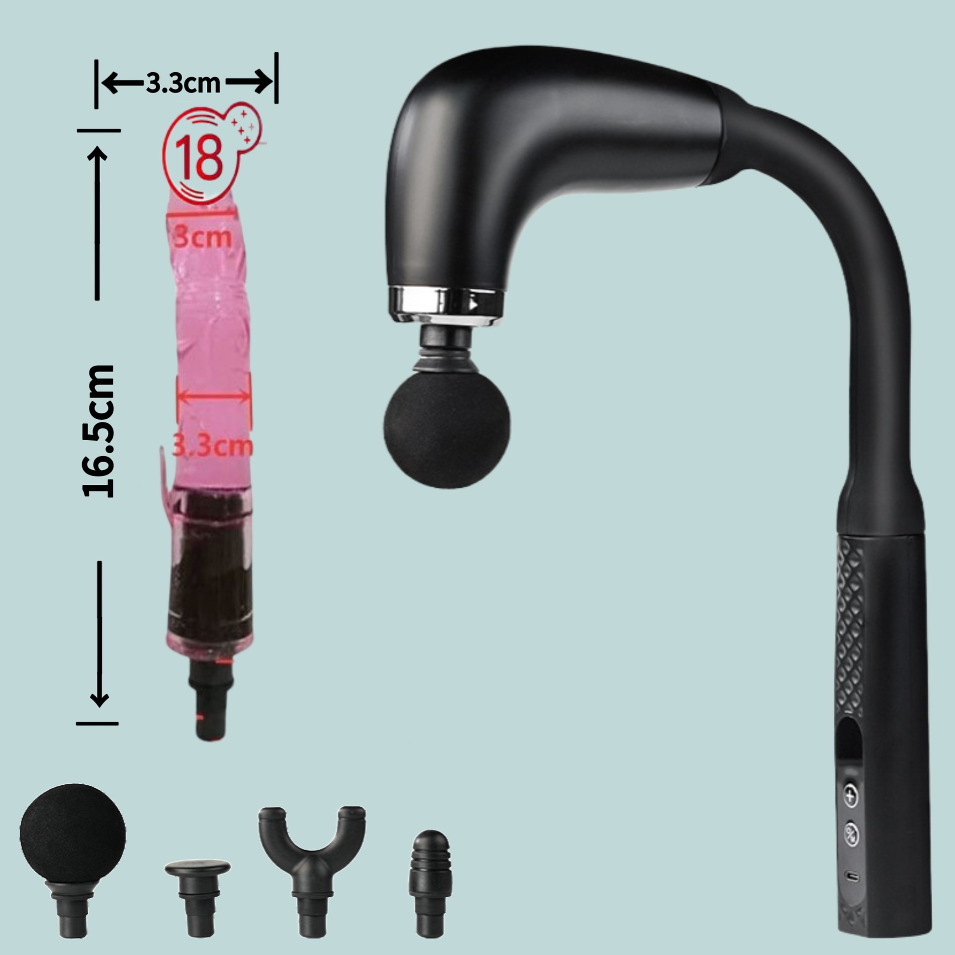 Transfronterizo codo pistola de fascia muscular multifuncional masaje cervical espinal pistola de masaje eléctrico lumbar cabeza de silicona modificada image 15