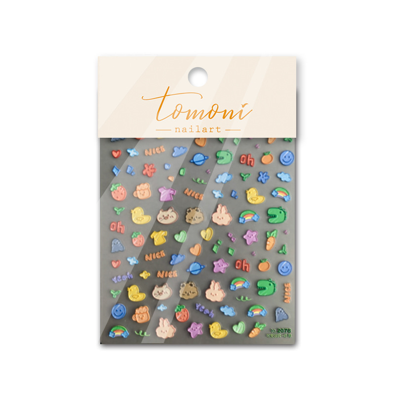 Jiafei 3D pegatinas tridimensionales niños pegatinas de uñas tomoni en relieve lindo mascota de dibujos animados lindo Oso De piel Bola de juguete patrón