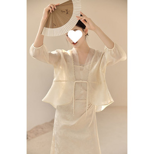 2025 New Summer Style Gentle and Cool Retro Literary New Chinoiserie Simple Pearl Elegant Lady Zen Suit