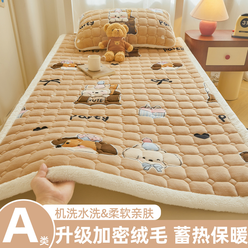 A級学生寮用ミルクベルベットマットレス、冬用厚手フリースパッド、入学時寮用シングルベッドマットレス