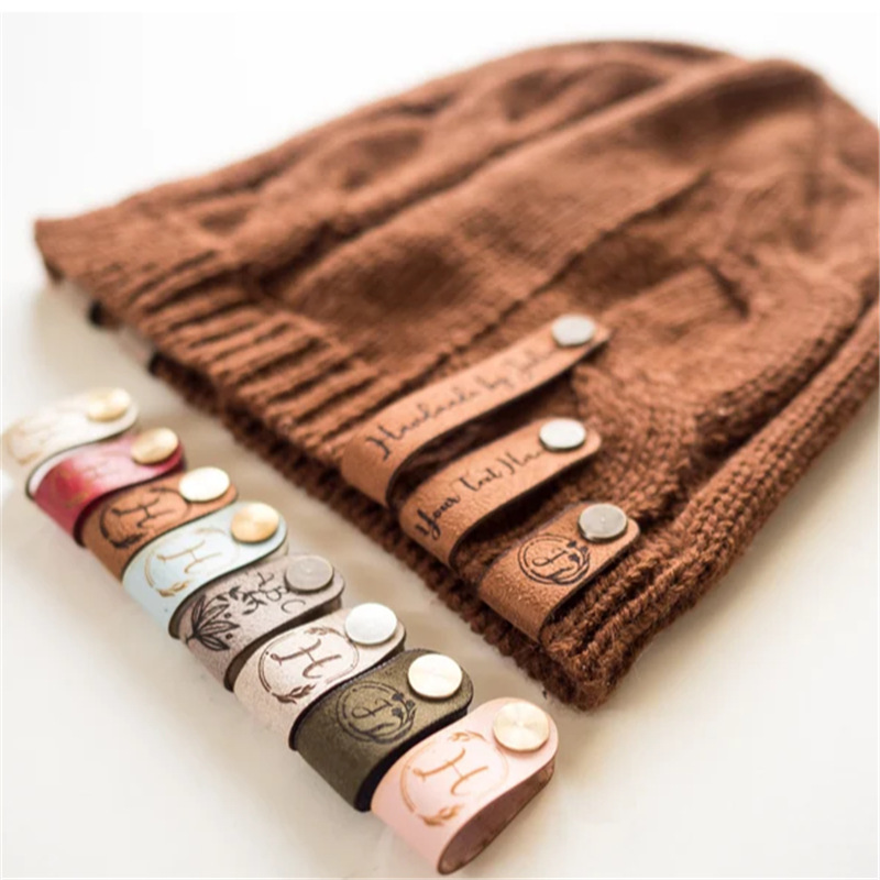 DIY皮革标签耳帽标可拆卸婴儿帽子标识牌 创意帽子皮革标签