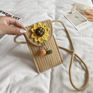 (Cross-border trading), summer woven one-shoulder bag, beach phone bag, flowered
