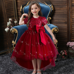 Children's dress princess skirt European and American flower child sparkly tutu fashion show dress girl child train dress