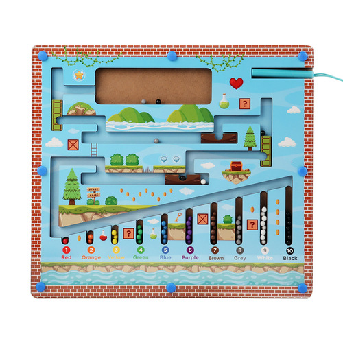 Wooden children's early education cognitive puzzle walking toy wooden color classification four-color caterpillar walking maze