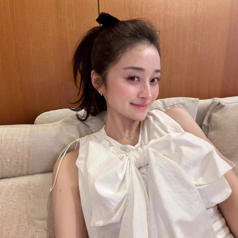 Dry Crane Summer New Japanese Style Simple Design Profile Bow Shirt Dry Comfortable Loose Slimming Top for Women Dry Crane Summer New Japanese Style Simple Design Profile Bow Shirt Dry Comfortable Loose Slimming Top for Women