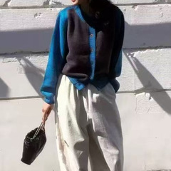 100纯羊毛针织开衫女式短款外套秋冬新款宽松慵懒风舒适软糯毛衣