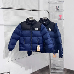 Cross-Border Export American Version Embroidered Plaid down Jacket for Men and Women Winter Windproof and Warm Casual Bread Jacket