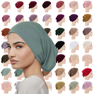 New Amazon AliExpress Modal mercerized cotton multi-color base cap jersey elastic chemotherapy cap straight cap