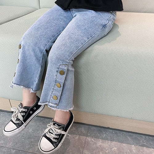 Girls jeans 2024 new children's pants spring and autumn style outer wear girls Korean style boot-cut pants autumn trousers