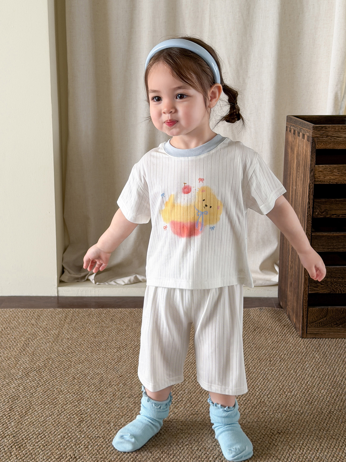 Sugar Pear ropa infantil pijamas para niños verano delgado 2026 ropa casera de mangas cortas para niñas set A ropa de bebé