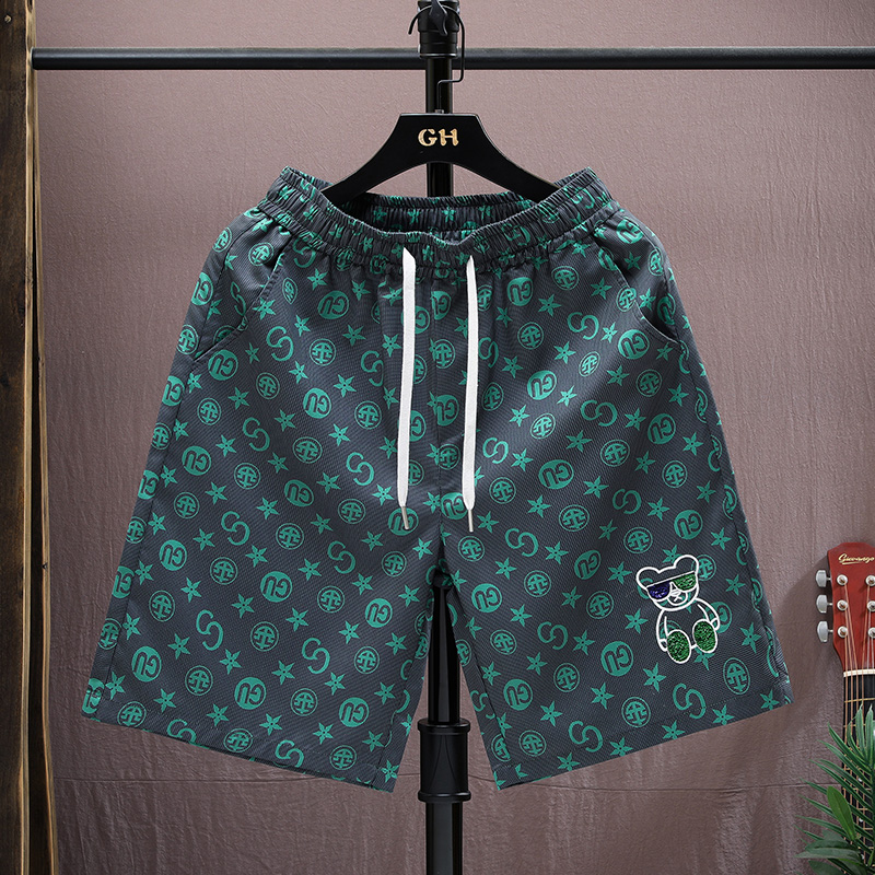 Short en soie de glace imprimé de luxe léger de haute qualité pour hommes décontracté été mince tube droit eau ample vêtements de plage pour hommes_voghion.com