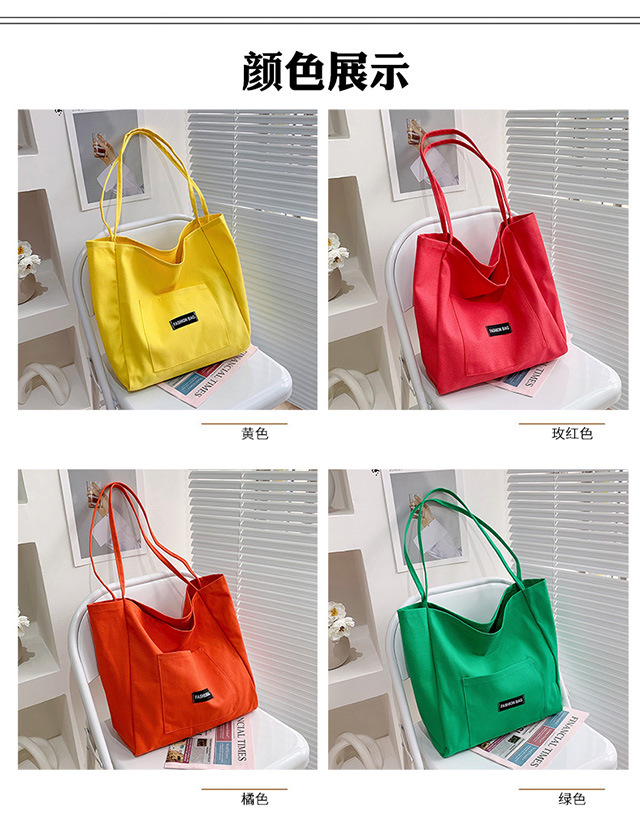 Candy-colored canvas bag, 2021 new ins bag, large-capacity tote bag, simple Korean-style single-shoulder artistic handbag Specification drawing