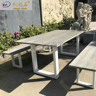 Export Accessible Luxury Clear Cement Imitation Wood Grain Table and Chair Combination Pastoral Style Grc Waterproof Imitation Corrosion Outdoor Table Customization