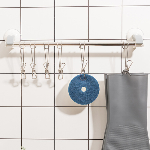 Stainless steel hanging clip with tail to strengthen hanging organizer bathroom underwear towel drying hook with hook