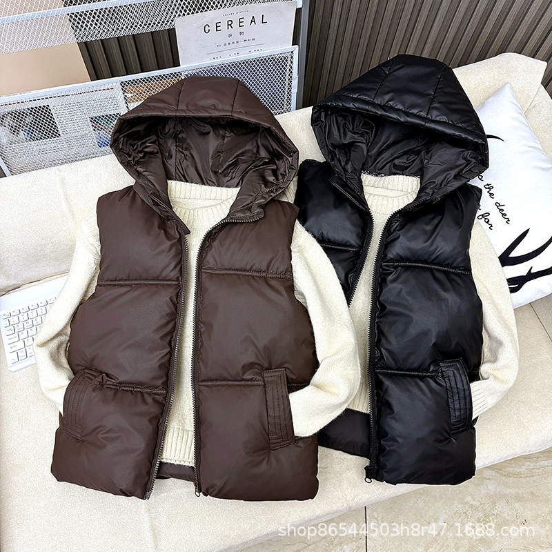 Children's down Cotton Vest Thickeneded Autumn and Winter Boys' Vests Girls Outer Wear Hooded Baby Vests New Kidsren's Clothing
