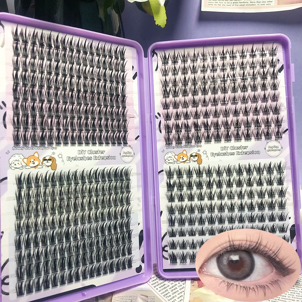 Serie de pestañas postizas transfronterizas Libro de pestañas de comercio exterior Pestañas postizas en inglés completas Pestañas postizas de gran capacidad, pelo segmentado de un solo racimo