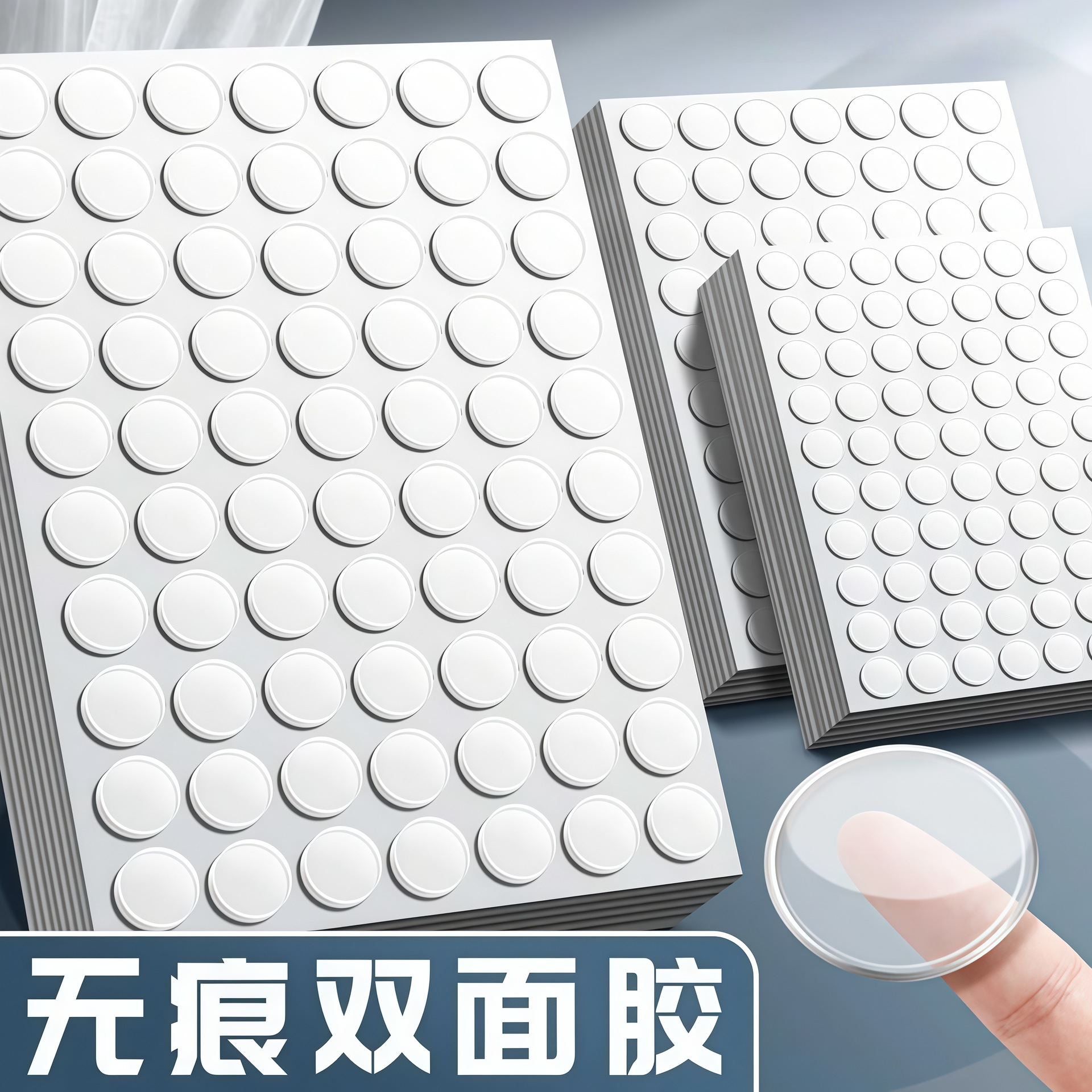 爆款点胶 盲盒挂钩圆点胶插座排插手办固定纳米胶 无痕双面胶