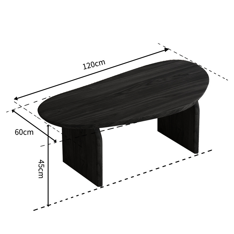 Mesa de centro de troncos exquisita de estilo japonés nórdico Sala de estar Mesa de té ovalada Casa de familia retro Mesa de diseñador creativo