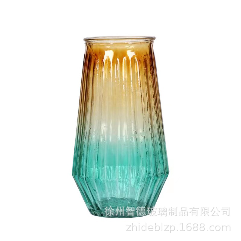 Producción de florero de vidrio al por mayor rico bambú lirio hidropónico flor seca flor hidropónica flor arreglo grande florero de vidrio