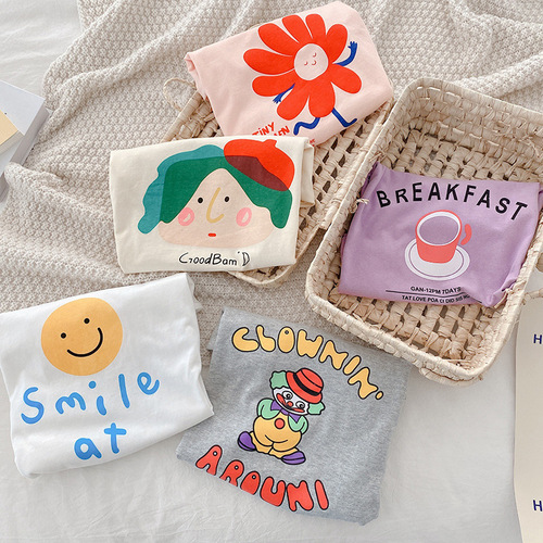 Girls' tops long-sleeved pure cotton baby autumn clothing new t-shirt children's thin children's clothing bottoming shirt spring clothing