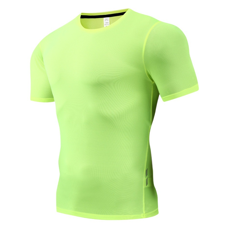 Camiseta deportiva de verano para hombre y mujer, de cuello redondo, manga corta, para entrenamiento al aire libre, fitness, transpirable, elástica, de secado rápido, estilo delgado.