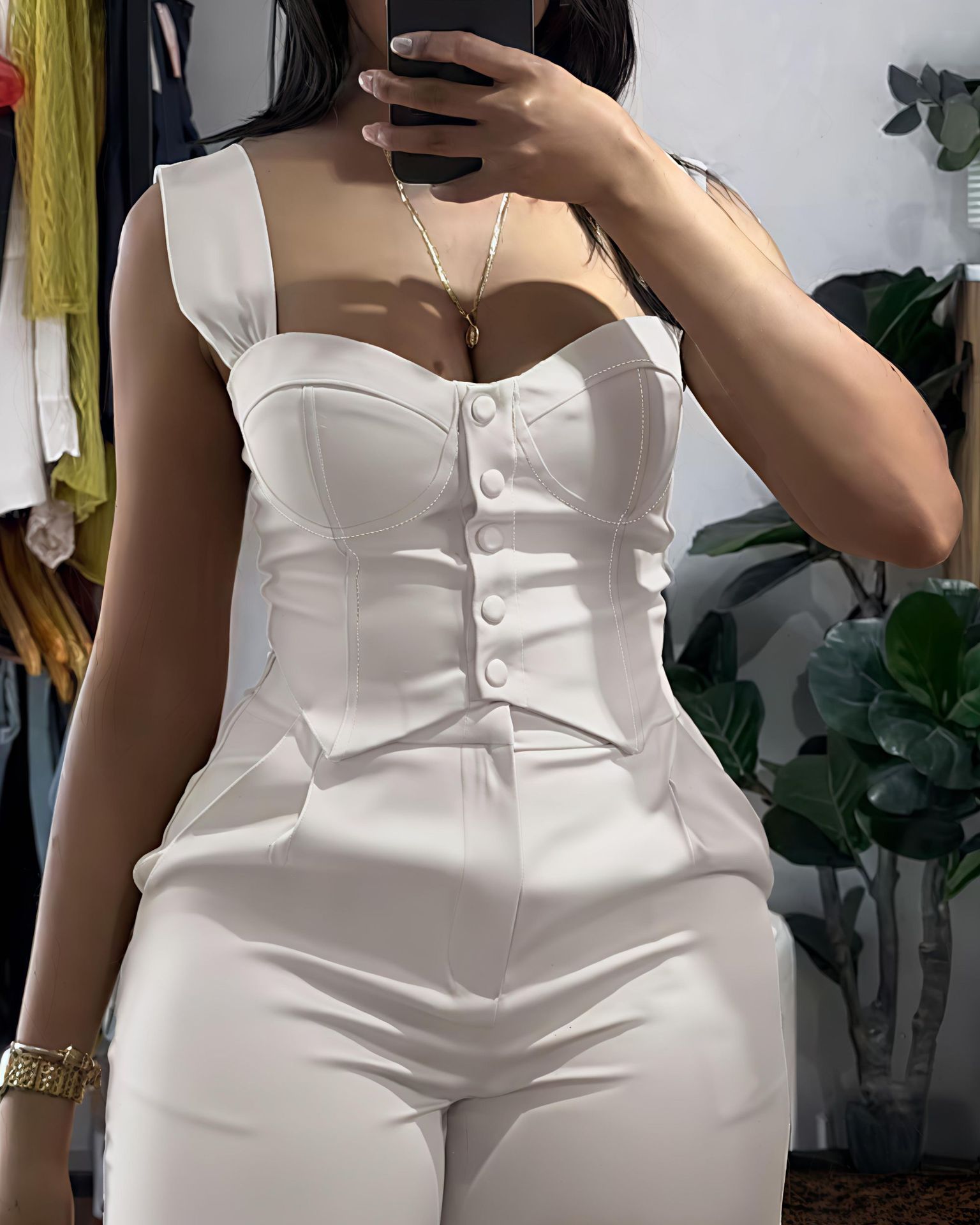 Elegante completo donna con canotta e pantaloni a gamba larga autunno_voghion.com